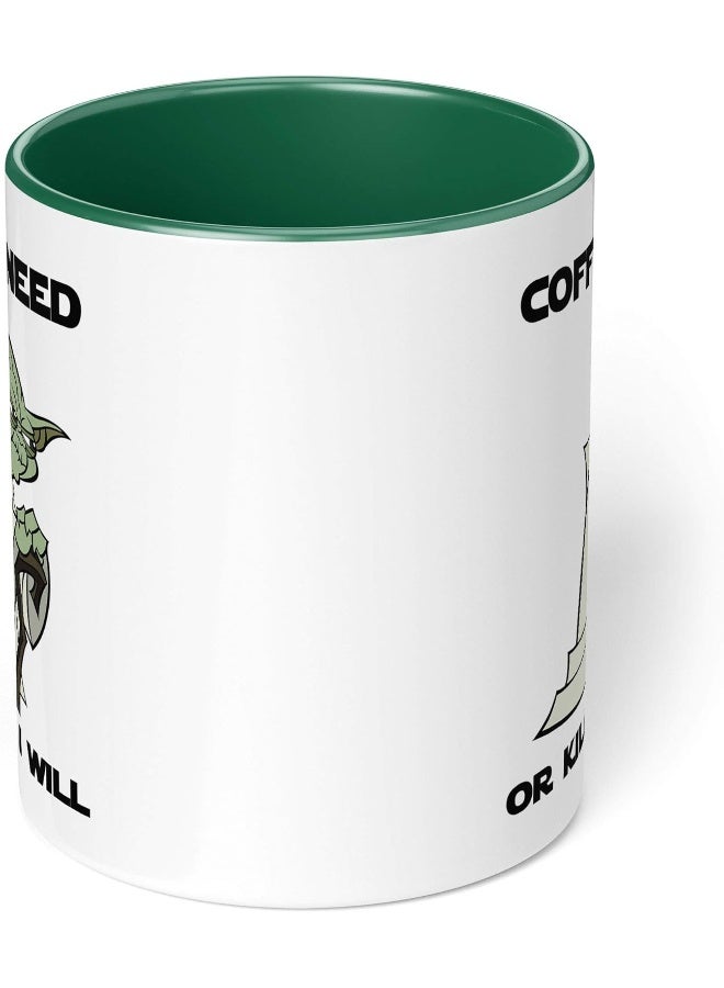 Spoil Your Wall نجوم الحرب يودا - اقتباس مضحك - مثالي لفنجان قهوتك، شايك، كركك، حليبك، كاكاوك أو أي مشروب ساخن أو بارد تشربه! - 11 أونصة - مقبض أخضر ولون داخلي من سبويل يور وول - Image 3