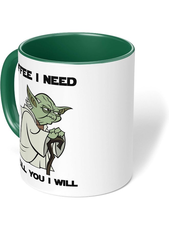 Spoil Your Wall نجوم الحرب يودا - اقتباس مضحك - مثالي لفنجان قهوتك، شايك، كركك، حليبك، كاكاوك أو أي مشروب ساخن أو بارد تشربه! - 11 أونصة - مقبض أخضر ولون داخلي من سبويل يور وول - Image 4