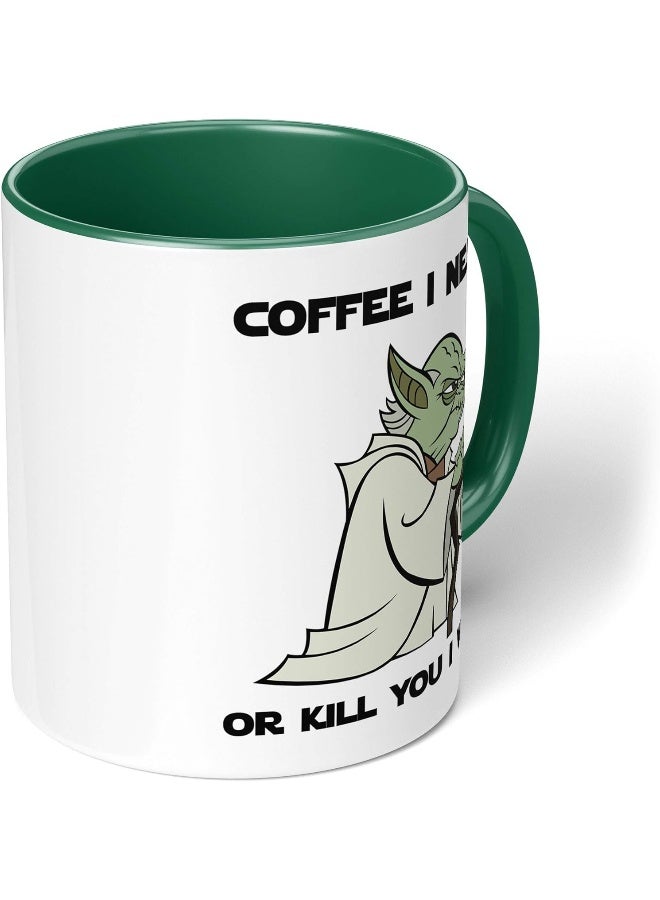 Spoil Your Wall نجوم الحرب يودا - اقتباس مضحك - مثالي لفنجان قهوتك، شايك، كركك، حليبك، كاكاوك أو أي مشروب ساخن أو بارد تشربه! - 11 أونصة - مقبض أخضر ولون داخلي من سبويل يور وول - Image 5