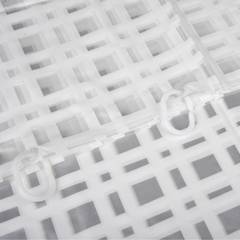 Kuber Industries Shower Curtain | PVC Shower Curtain with Hooks | Shower Curtain for Bathroom | Self Check Bathroom Shower Curtain | 7 Feet | White - Image 5