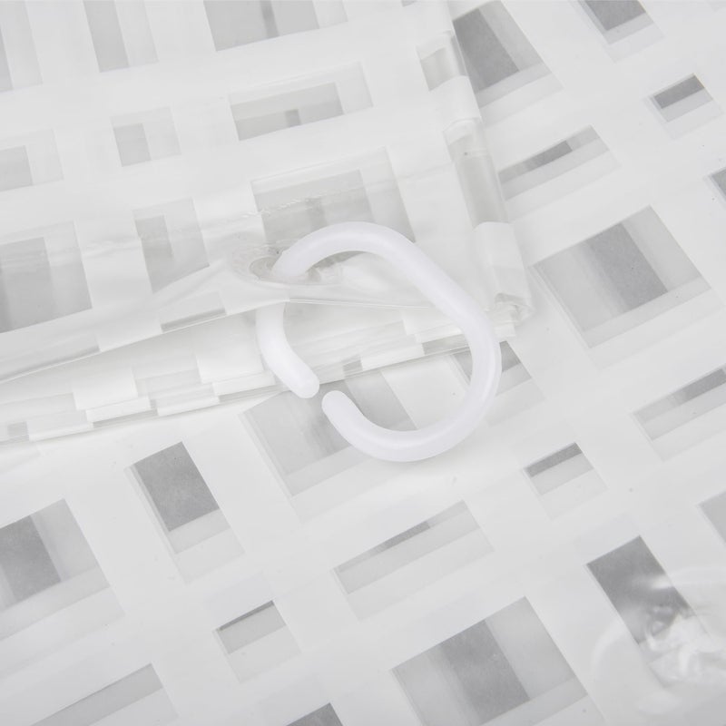 Kuber Industries Shower Curtain | PVC Shower Curtain with Hooks | Shower Curtain for Bathroom | Self Check Bathroom Shower Curtain | 7 Feet | White - Image 2