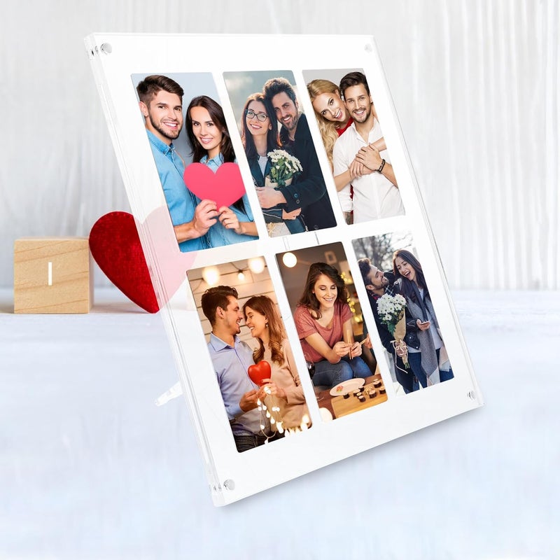 Acrylic 3 Inch 6-grid Photo Frame Desktop Picture Display Stand for Instant Camera Photos, 22cm X 22cm Multi-grid Picture Frame Tabletop Decor - Image 3