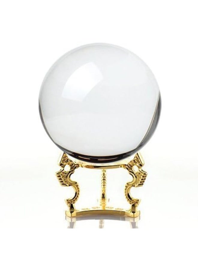 Amlong Crystal Clear Clear Crystal Ball Sphere 110mm (4.2 inch) Diameter with Golden Dragon Stand in Gift Package - Image 1