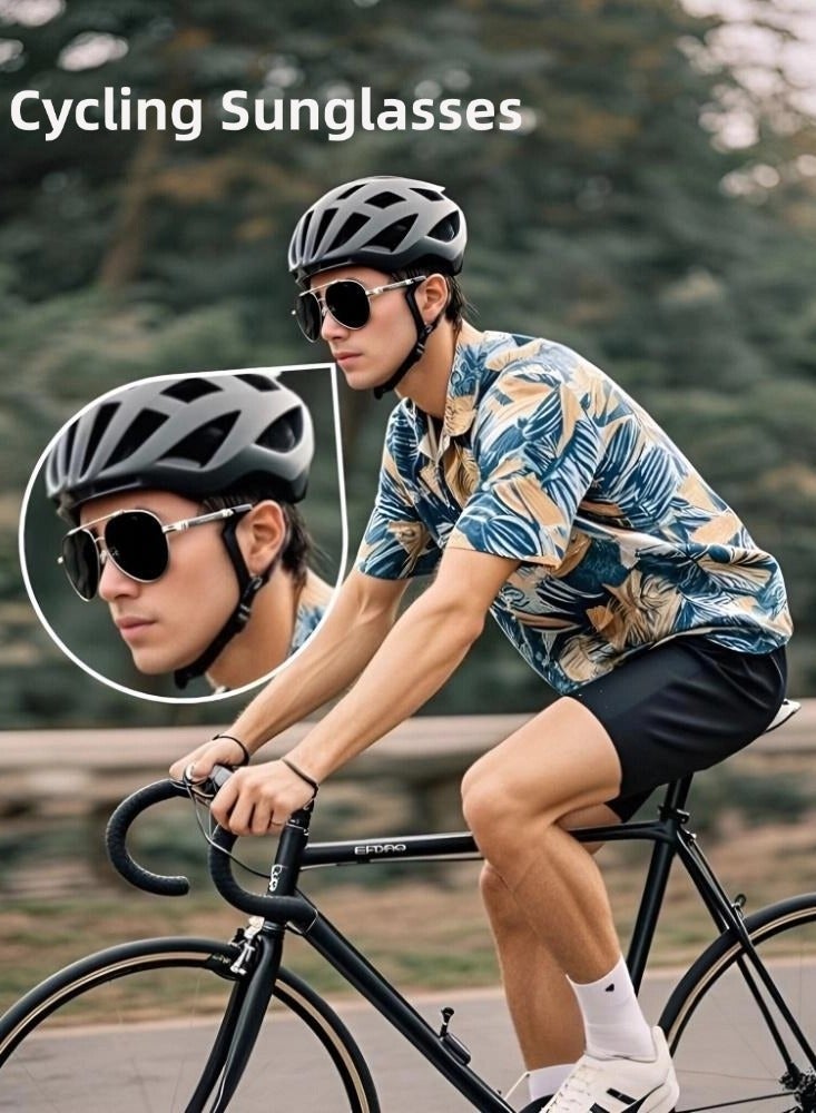 POLICE Men's Pilot Polarized Sport Sunglasses,Cycling Sunglasses for Men with UV 400 Protection Sun Glasses with Gunmetal Frame with Silver Edge - Image 4