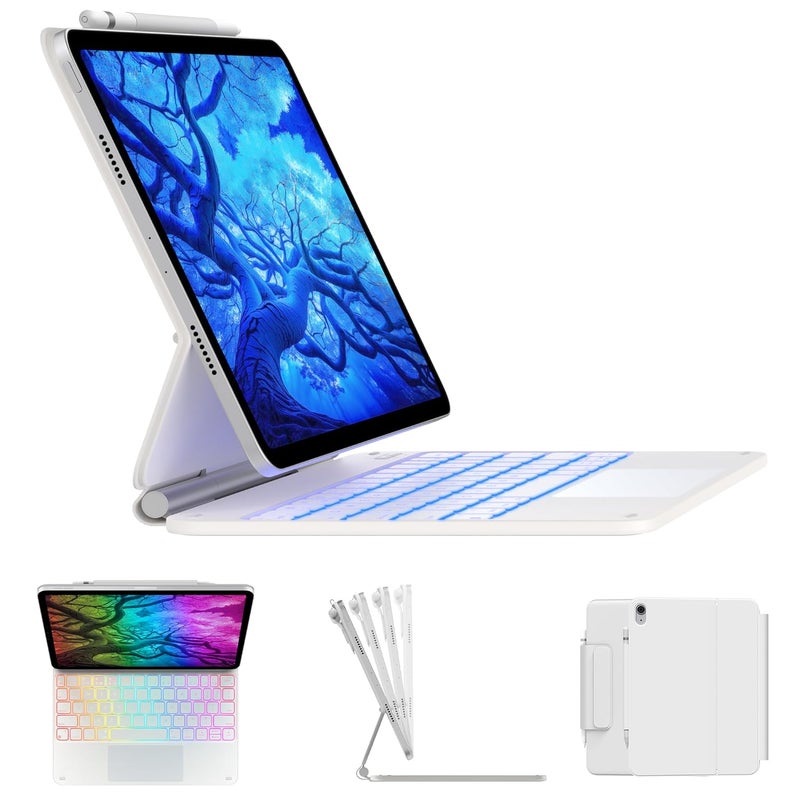 typecase Edge Magic Style Keyboard Case for iPad 11th (A16, 2025) & iPad 10th Gen with Multi Gesture Precision Touchpad & 11-Colors Backlit, Floating Cantilever Stand, Pencil Holder (White'25) - Image 1