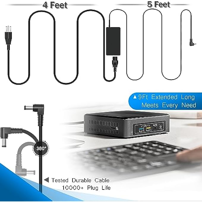 rayihni 19V 65W POWER SUPPLY REPLACEMENT FOR INTEL NUC 7 6 5 NUC7I5BNK NUC7I5BNH NUC7I7BNH NUC7I3BNK NUC7I3BNH NUC6I5SYK NUC6I5SYH NUC5I5RYH NUC5I5RYK NUC5I7RYH NUC5I3RYH MINI PC AC ADAPTER CHARGER - Image 2
