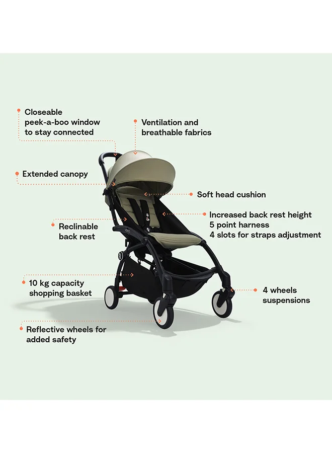 STOKKE Stokke YOYO3 Stroller, Compact Fold, UPF 50+ Canopy and Peek‑a‑Boo Window, Travel System for Toddlers, Black Frame with Air France Blue 6+ Colour Pack