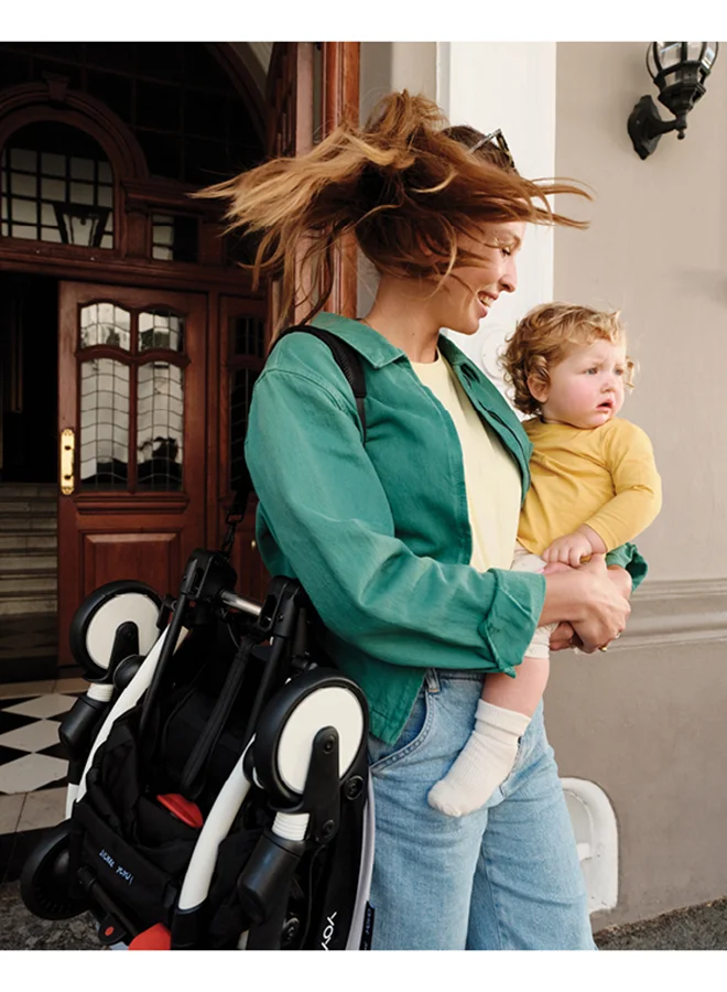 STOKKE Stokke YOYO3 Stroller, Compact Fold, UPF 50+ Canopy and Peek‑a‑Boo Window, Travel System for Toddlers, Black Frame with Air France Blue 6+ Colour Pack