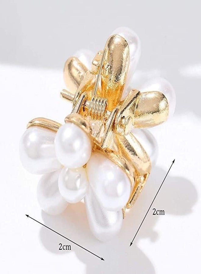 HKD SALES Korean Style Small Pearl Hair Claw Clips Mini Pearl Flower Design, Sweet Artificial Bangs Clips Decorative Hair Accessories for Women's Girls Pack of 10 Pcs - Image 3