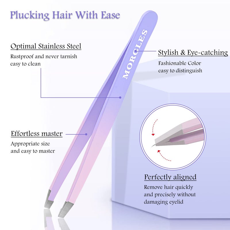 MORGLES Tweezers Set, Professional Nail Clippers and Tweezer Kit for Women and Men with Leather Travel Case, 9 Pack - Image 2