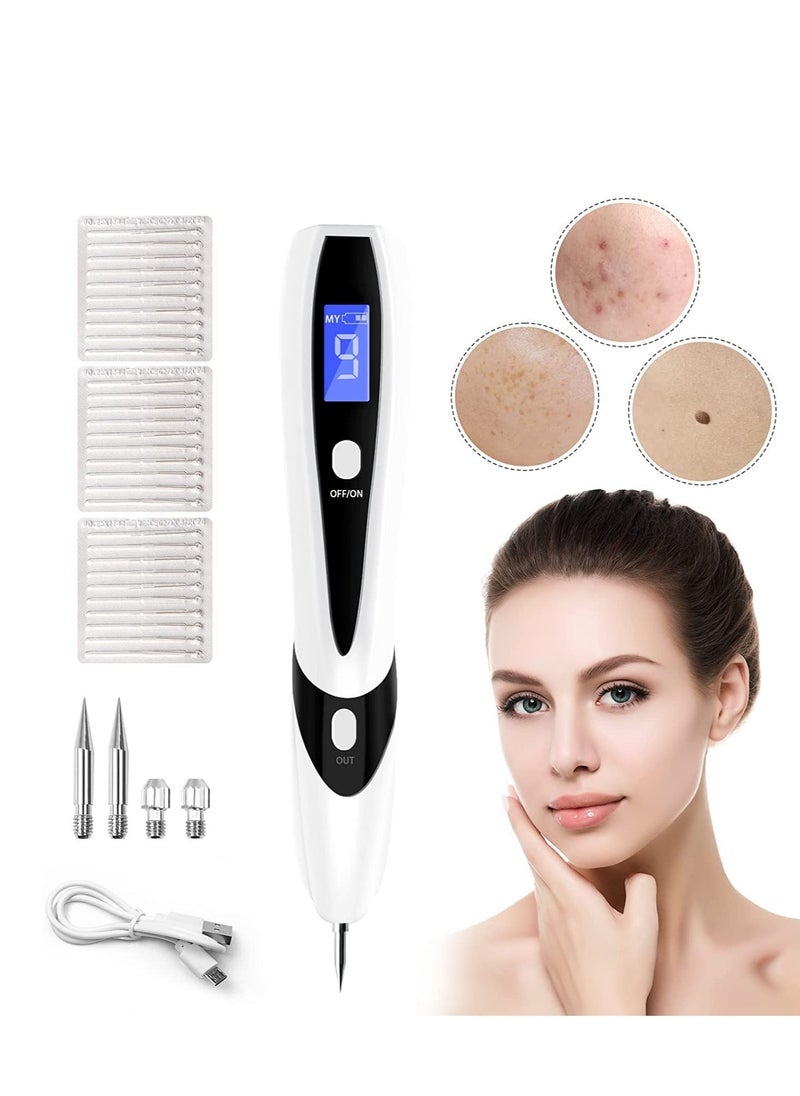 Y&D Skin Tag Remover, Removal Kit Tools with LCD Display 9 Adjustable Modes 30 Fine Needles USB Charging Home Usage for, Freckle, Warts, Dark Spot, Nevus Body Facial (white)  - Image 1