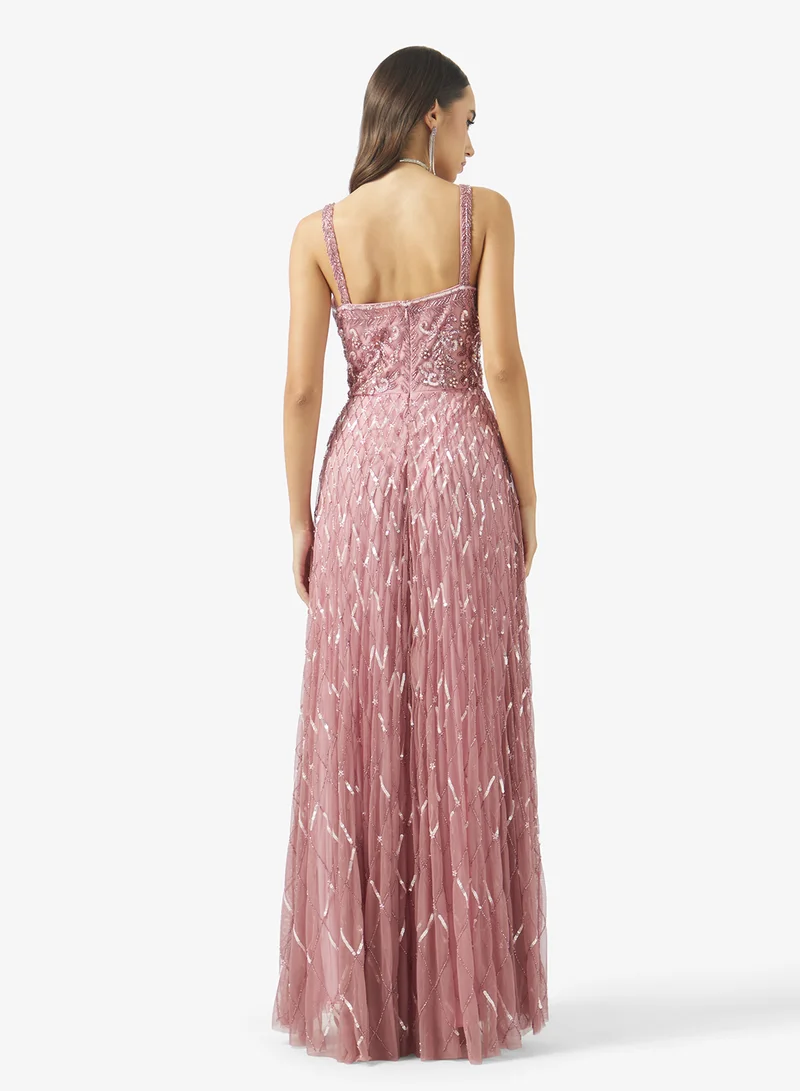 Namshi x Beaded Embellished A Line Gown