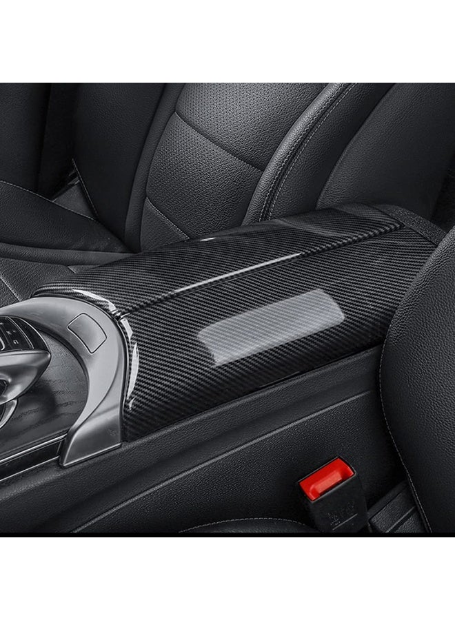 KISSUN Carbon Fiber Center Console Armrest Cover for Mercedes Benz C Class W205 & GLC X253 (2015-2022) - Interior Storage Box Trim Protector - Image 1