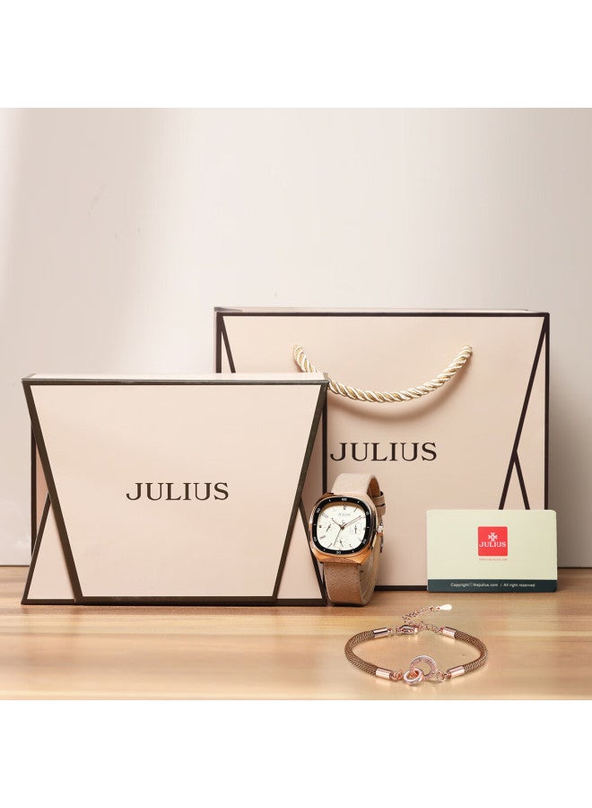 Julius Women's Watch Gift Box, Multifunctional Six-hand Elegant Waterproof Quartz Ladies Student Watch, Khaki Color Mgsl-1443a - Image 3