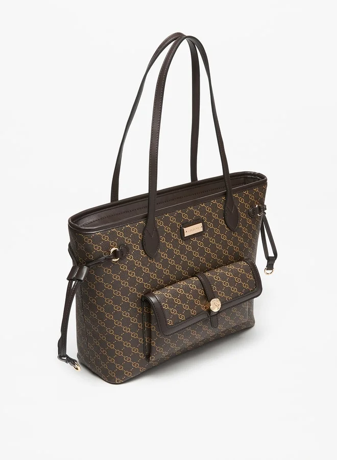 Celeste Women Monogram Print Tote Bag with Zip Closure
