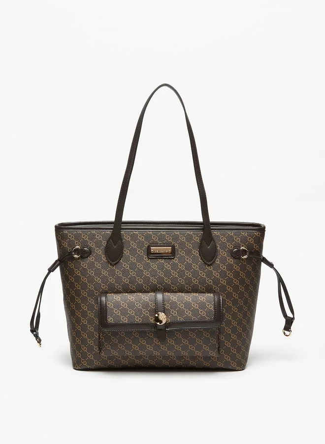 Celeste Women Monogram Print Tote Bag with Zip Closure