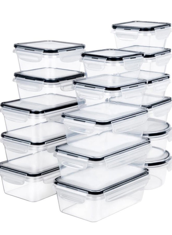 FOOYOO 32 Piece Food Storage Container with Lids (16 Containers + 16 Lids) - Plastic Food Containers with Lid, Airtight Leak Proof Snap Lock Lids, BPA Free Storage Containers with Lids - Image 2