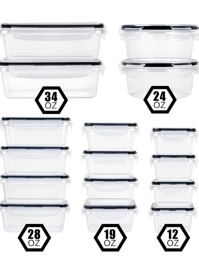 FOOYOO 32 Piece Food Storage Container with Lids (16 Containers + 16 Lids) - Plastic Food Containers with Lid, Airtight Leak Proof Snap Lock Lids, BPA Free Storage Containers with Lids - Image 3