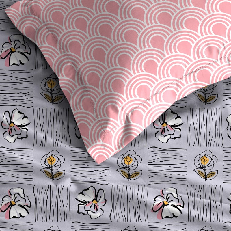 TRIDENT Bedsheet, 120 TC 100% Cotton bedsheet for Double Bed 3-Piece Set (1 Queen Bedsheet and 2 Standard Pillow Covers) Super Soft, Moments Collection - Poppy Purple - Image 4