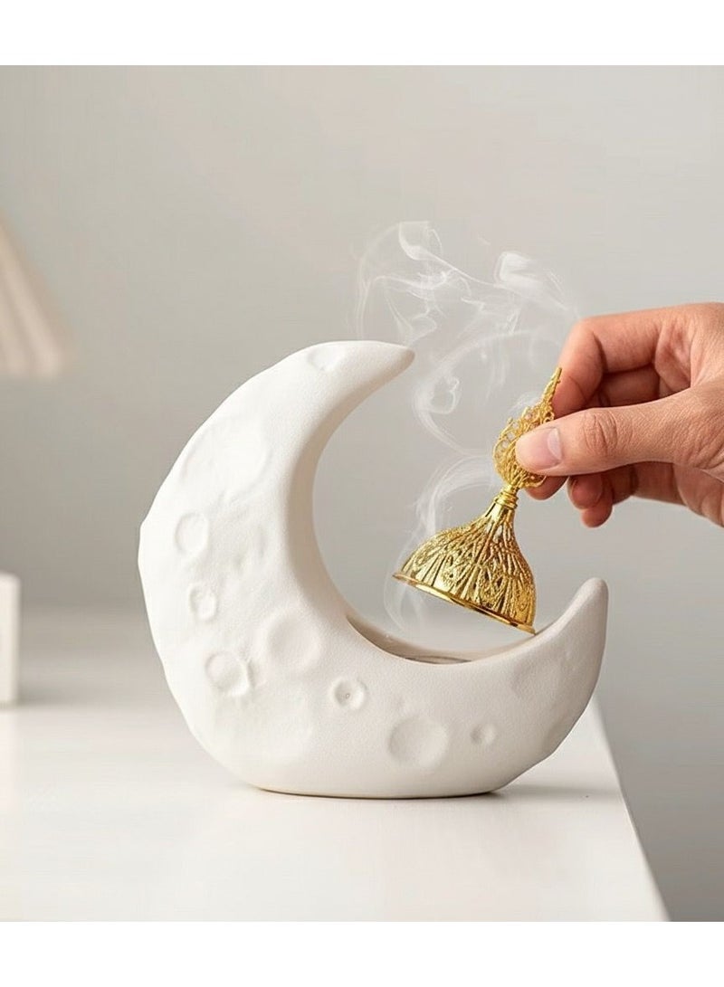 Elegant Incense Burner for Ramadan Crescent | Traditional Arabic Incense Holder | Luxurious Islamic Home & Office Decor | The Perfect Ramadan & Eid Gift | Ramadan Decorations - Image 1