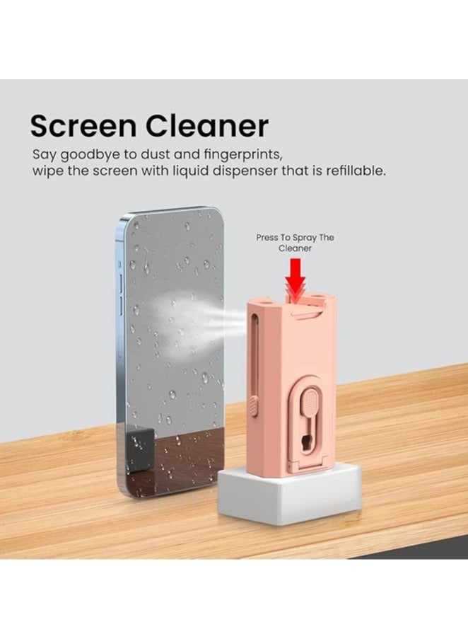 Portronics Clean M Multifunctional 8-in-1 Gadget Cleaning Kit with Mobile Holder for Smartphone, Tablet, Laptop, Earbuds(Pink)  - Image 5