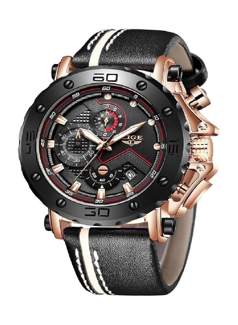 لييج ساعة جلد رجالي فخمة ذات تصميم أنيق مناسبة لجميع المناسبات