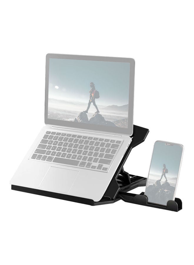 NIBEMINENT Foldable Laptop Riser Stand With Mobile Holder Black - Image 2