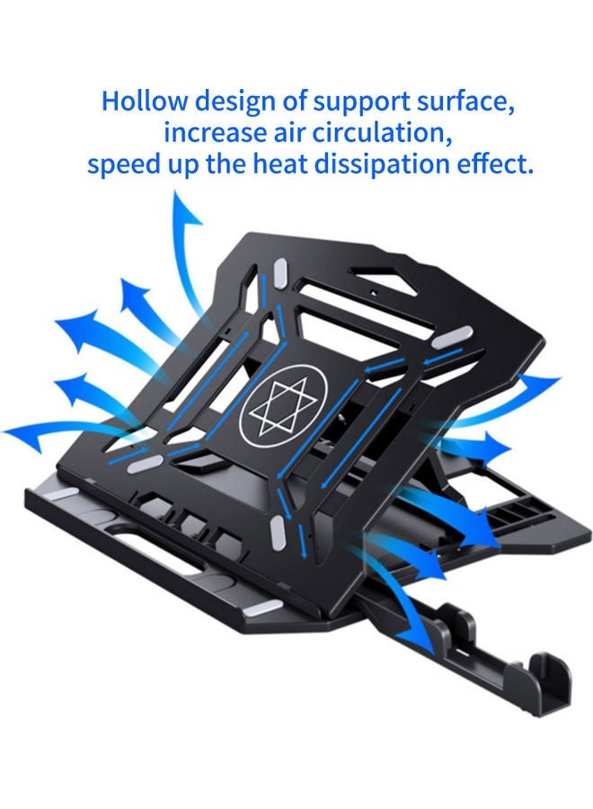 NIBEMINENT Foldable Laptop Riser Stand With Mobile Holder Black - Image 4