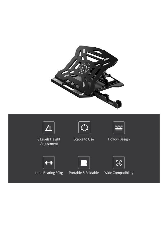 NIBEMINENT Foldable Laptop Riser Stand With Mobile Holder Black - Image 3