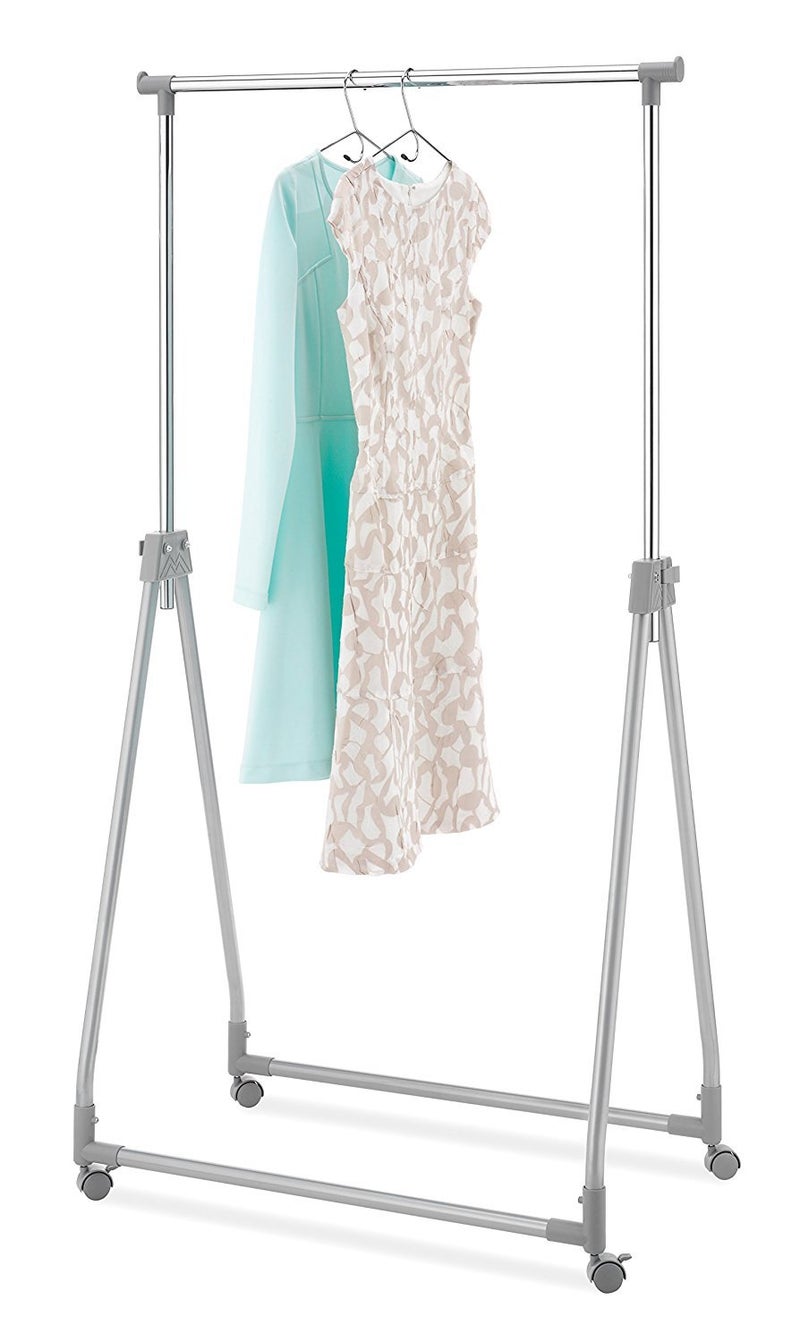 Whitmor Foldable Garment Rack - Rolling Clothes Rack - Adjustable Height - Silver - Image 1