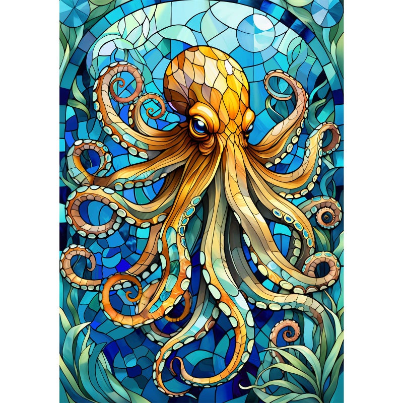 Hopgo 500 Piece Puzzle for Adults Colorful Stained Glass Octopus Jigsaw Puzzles Challenging Puzzles Perfect for Game Nights 20x142 - Image 3