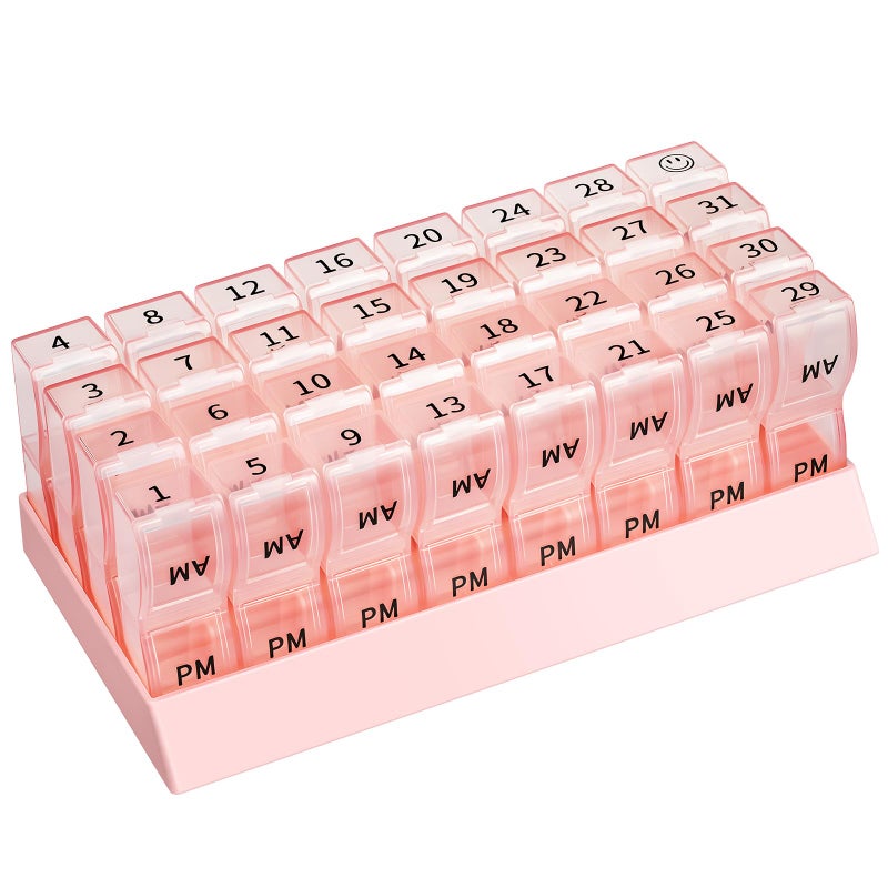 COLORWING Monthly Pill Organizer 2 Times a Day, 30 Day Pill Box Organizer, One Month AM PM Pill Case Small Compartments to Hold Vitamin and 31 Day Travel Medicine Organizer, 4 Week Pill Cases (Blue) - Image 1