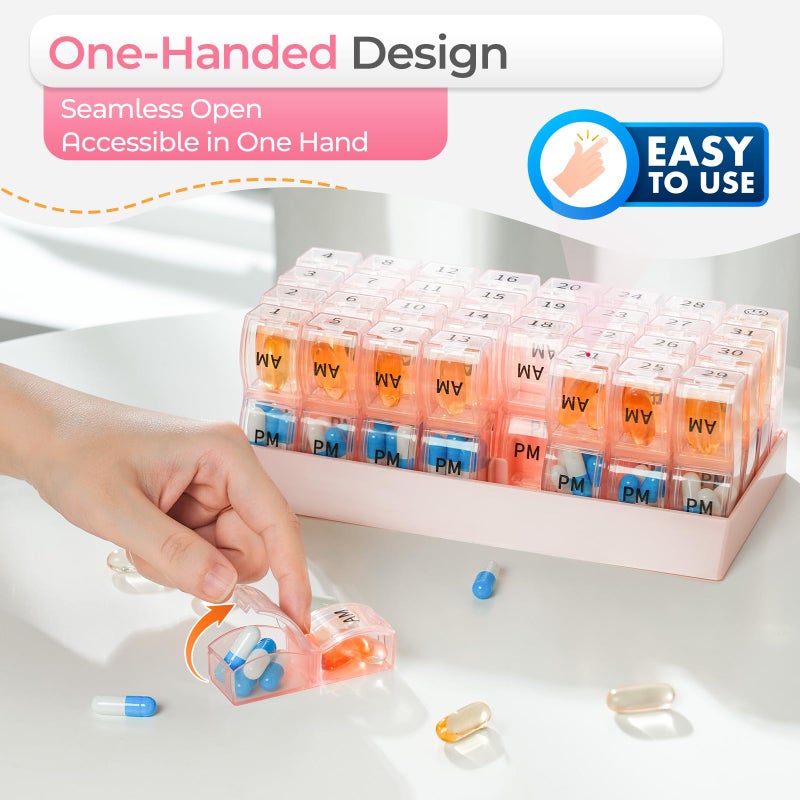 COLORWING Monthly Pill Organizer 2 Times a Day, 30 Day Pill Box Organizer, One Month AM PM Pill Case Small Compartments to Hold Vitamin and 31 Day Travel Medicine Organizer, 4 Week Pill Cases (Blue) - Image 4