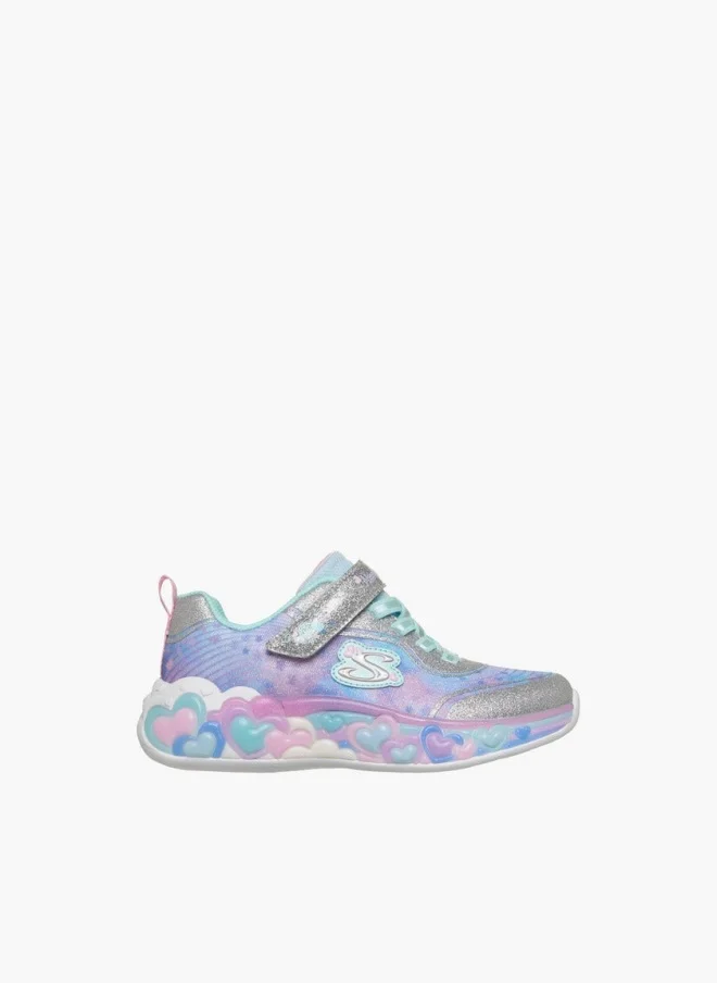 SKECHERS Girls Eternal Heart Lights Hook & Loop Sneakers