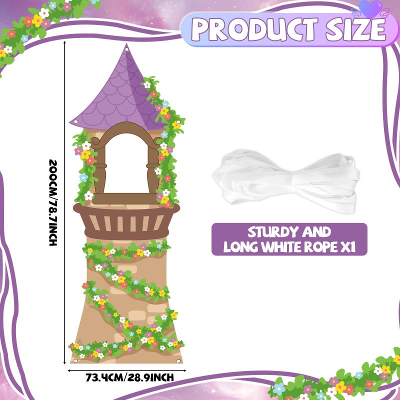 MinFyberd Princess Castle Backdrop Photo Booth Prop Princess Birthday Party Decoration Purple Cartoon Castle Floral Banner Fairy Tale Photography Background for Girls Birthday Baby Shower Wedding Supplies - Image 2