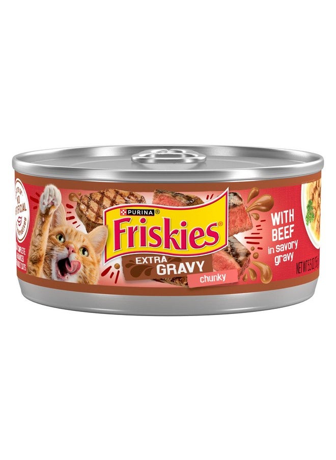 فريسكس طعام القطط الرطب Purina Friskies Extra Gravy Chunky With Beef in Savory Gravy - (عبوة من 24 علبة) 5.5 أونصة  - Image 1
