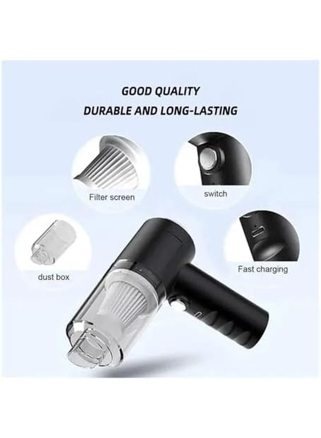 مكنسة سيارة لاسلكية محمولة سوداء 120 واط عالية الطاقة مزدوجة الاستخدام للمنزل - Image 5