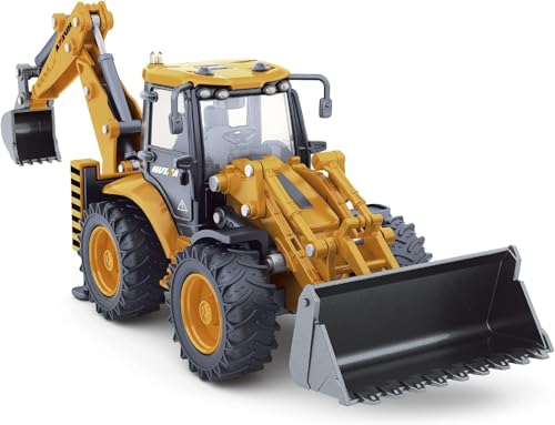 Dollox Diecast Excavator Backhoe Front Loader Truck 150 Metal Engineering Vehicle Construction Tractor Model Collection Bulldozer Back Hoe Truck Decoration Toy Gift for Kids - Image 1