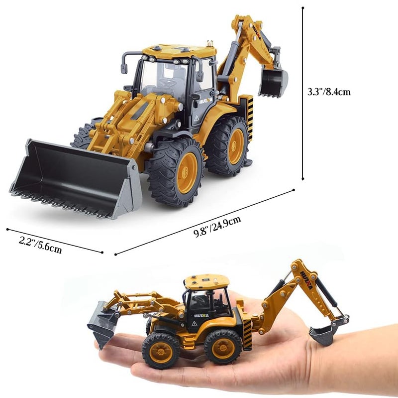 Dollox Diecast Excavator Backhoe Front Loader Truck 150 Metal Engineering Vehicle Construction Tractor Model Collection Bulldozer Back Hoe Truck Decoration Toy Gift for Kids - Image 5