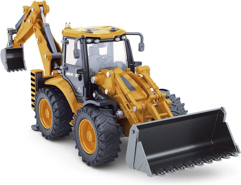 Dollox Diecast Excavator Backhoe Front Loader Truck 150 Metal Engineering Vehicle Construction Tractor Model Collection Bulldozer Back Hoe Truck Decoration Toy Gift for Kids - Image 3