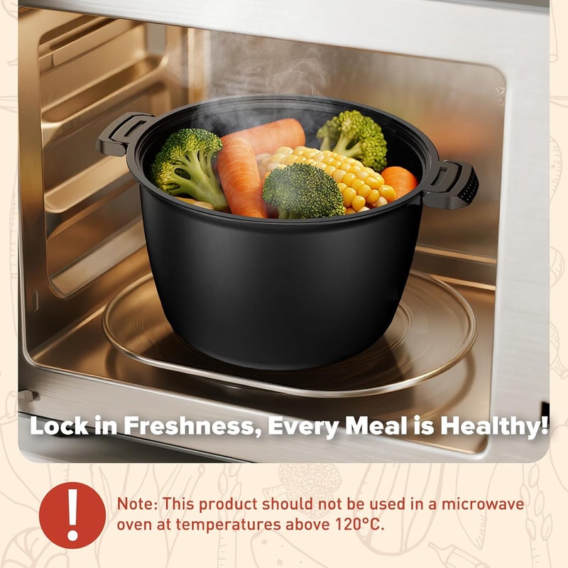AJXX Large Microwave Cookware Steamer 3 Quart - Micro Cookware Vegetable Steamer for Cooking, Microwave Cooker with Food Container, Removable Filter and Lockab - BPA Free, Dishwasher Safe - Image 5