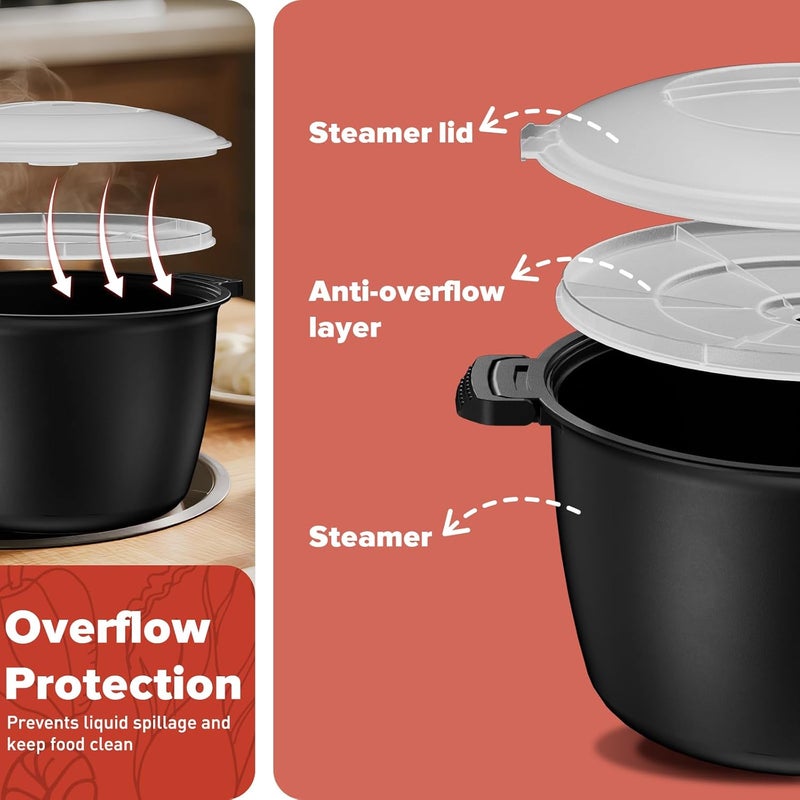 AJXX Large Microwave Cookware Steamer 3 Quart - Micro Cookware Vegetable Steamer for Cooking, Microwave Cooker with Food Container, Removable Filter and Lockab - BPA Free, Dishwasher Safe - Image 4