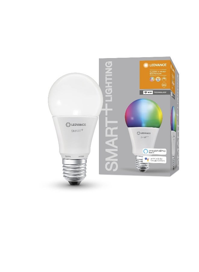 LEDVANCE - LEDvance Smart LEDlamp With Wifi Technology, Base: E27, Di Mmable, Tunable White (2700-6500K), Rgb Colors Changeable, Replaces Incandescent Lamps With 100 W, Smart+ Wifi Classic Multicolour, 1-Pack - Image 1