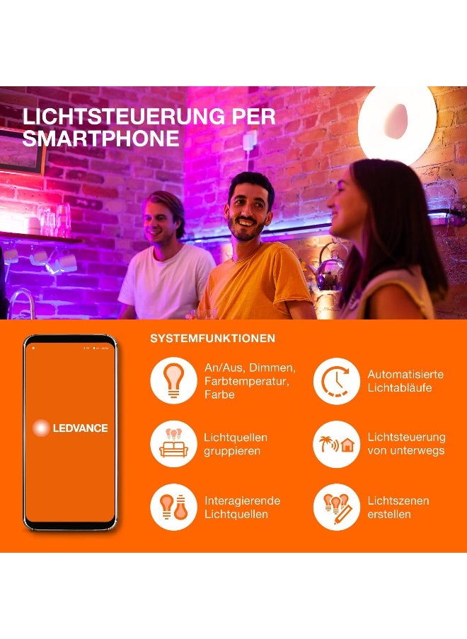 LEDVANCE - LEDvance Smart LEDlamp With Wifi Technology, Base: E27, Di Mmable, Tunable White (2700-6500K), Rgb Colors Changeable, Replaces Incandescent Lamps With 100 W, Smart+ Wifi Classic Multicolour, 1-Pack - Image 1