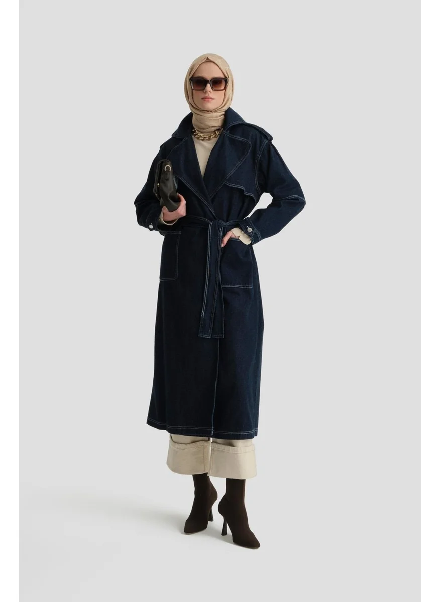ARMINE Denim Trench Coat 24KD3416 Dark Blue