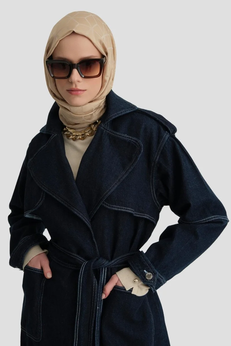 ARMINE معطف ترنش جينز 24KD3416 أزرق داكن