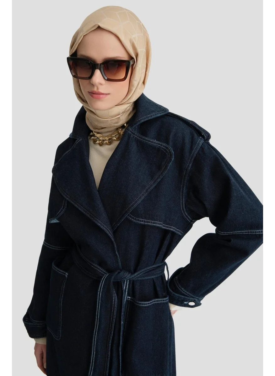 ARMINE Denim Trench Coat 24KD3416 Dark Blue