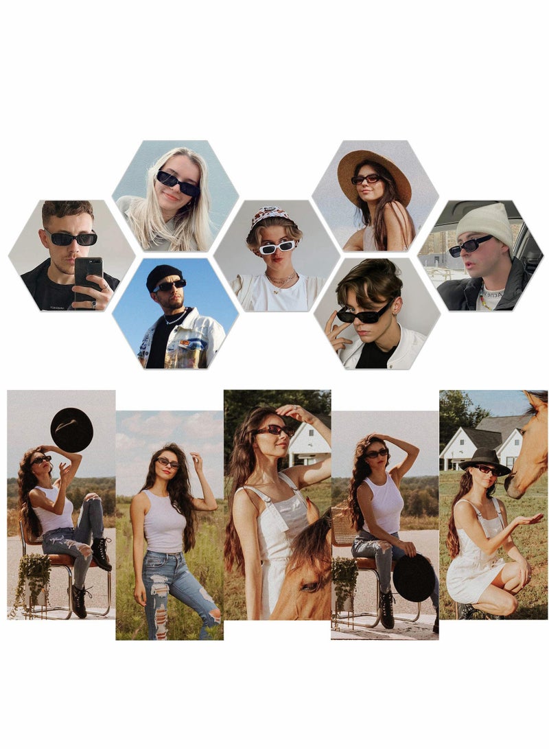 Suntown الرجعية مستطيل مكبرة النساء والرجال Vintage نظارات شمسية مربعة صغيرة حماية الزجاج القيادة 90s موضة الإطار الضيق Uv400 - Image 5