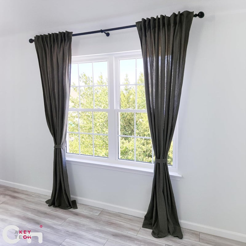 A Key Tech Heavy Duty Curtain Rod Brackets for Wall, 6 inch Curtain Rod Brackets, Extra Long Holder for Heavy Curtains, for 3/4 to 1 inch Rods, 2 pcs Extended Wall Mount Holders, Set of Two, Black - Image 3