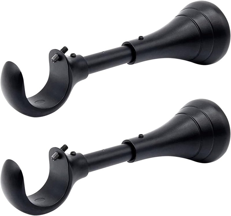 A Key Tech Heavy Duty Curtain Rod Brackets for Wall, 6 inch Curtain Rod Brackets, Extra Long Holder for Heavy Curtains, for 3/4 to 1 inch Rods, 2 pcs Extended Wall Mount Holders, Set of Two, Black - Image 1